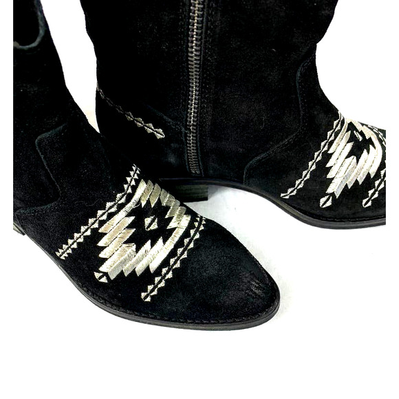 Musse & Cloud Black And Metallic Silver Embroidered Ginger Ankle Boots Bootie - Picture 2 of 12